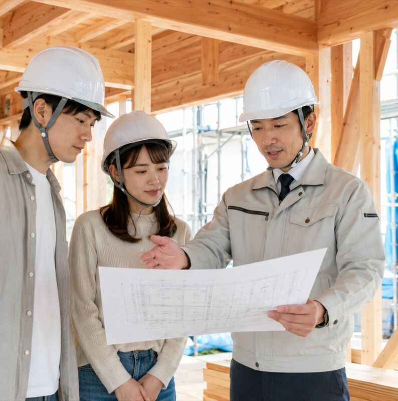 現場見学時に施工者から説明を受けている様子